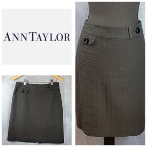 Ann Taylor Petite Black Quilted Cotton Pencil Skirt